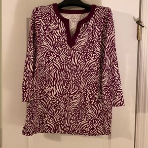 Women’s Charter Club print top, 3/4 length sleeves